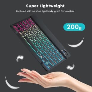 Wireless Backlit Bluetooth Keyboard for iPad, Phone, Tablet, RGB Rainbow Gradient Glowing Keyboard and Mouse Set