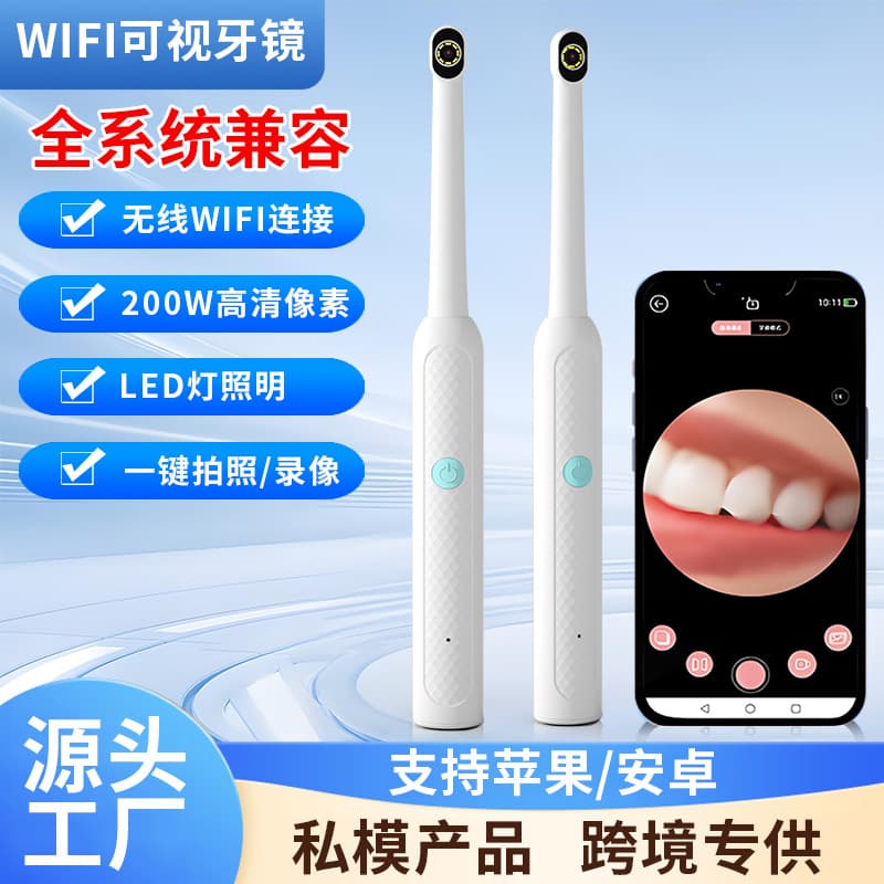 Cross-border HD Visual Oral Camera WiFi Dental Mirror LED Light Care Cleaning Dental Tool Endoscope Oral Mirror