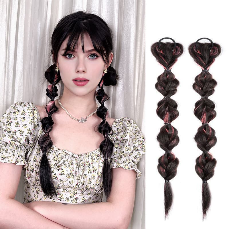 Twist Long Braid European and American Bubble Braid Wig Ponytail Wig Female High Ponytail Natural Lantern Braid Cross-Border Supply