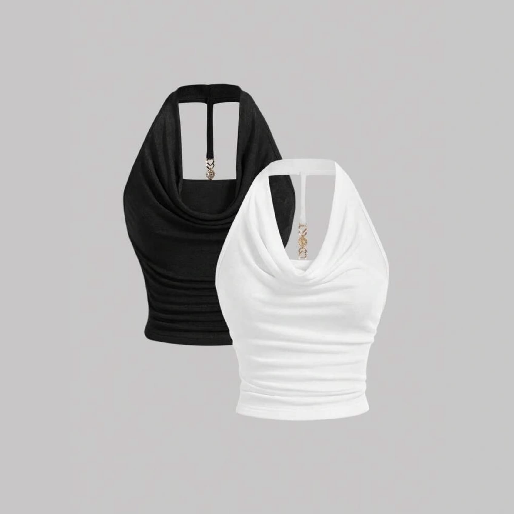 2026 Shein Hot Spring/Summer Draped Neck Halter Crop Top for EU/US Cross-Border