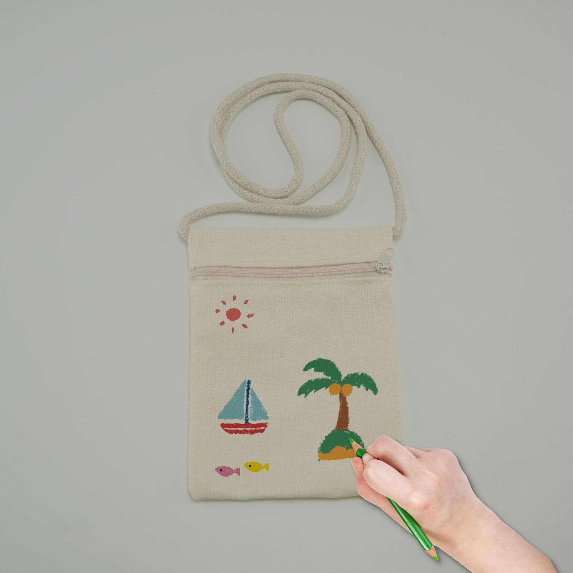 Amazon cross-border children's DIY painting beige canvas bag shoulder bag crossbody bag small backpack birthday party chest bag