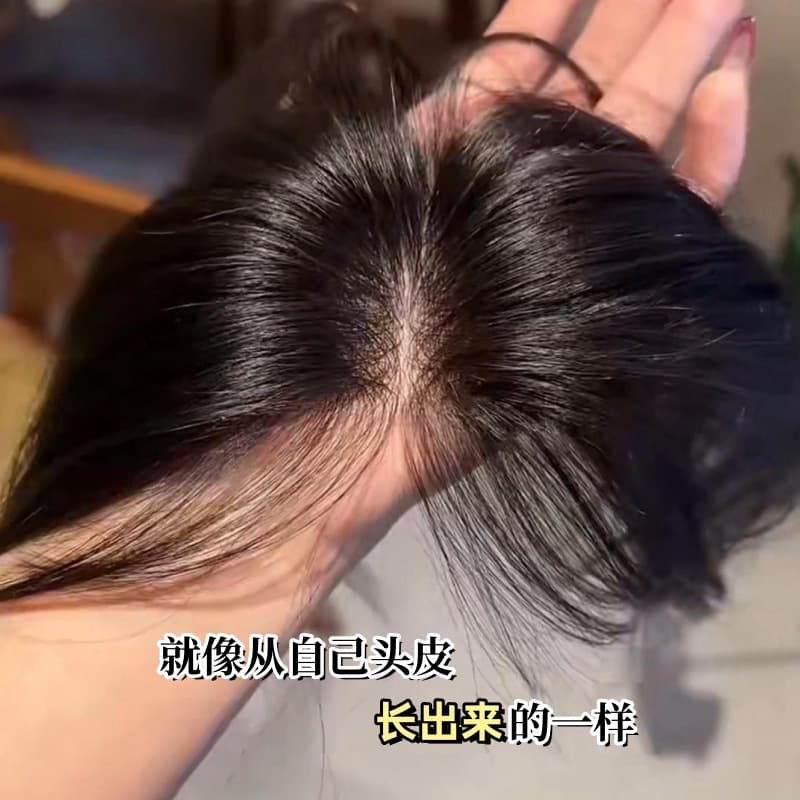 Real Hair Wig Topper for Women, Crown Coverage for Gray Hair, Lightweight Breathable Invisible Hair Piece for Volume