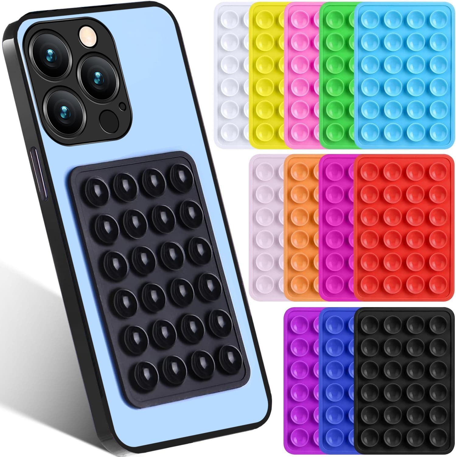 In Stock Silicone Phone Suction Cup Single-Sided Thickened 24-Piece Phone Case Stand Square Double-Sided Strong Anti-Slip Suction Cup Sticker