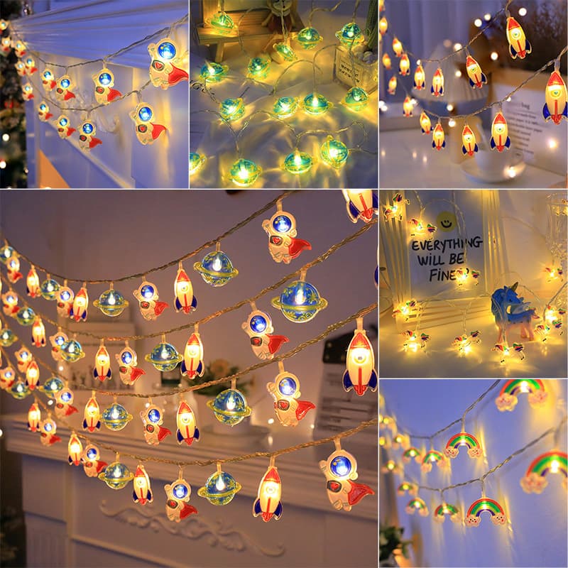 Astronaut Rocket Children's Room Decorative Light Room Bedroom New LED Small Color Light String Astronaut Indoor Home Use
