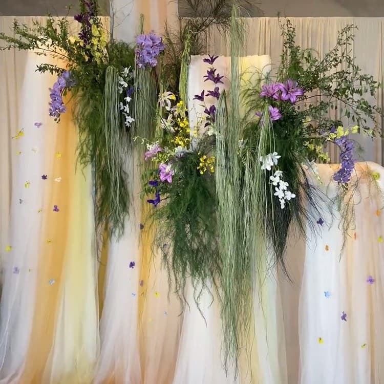 Cream Champagne Light Yellow Soft Tulle Wedding Welcome Backdrop Waterfall Curtain Decoration Event Stage Setup Netting