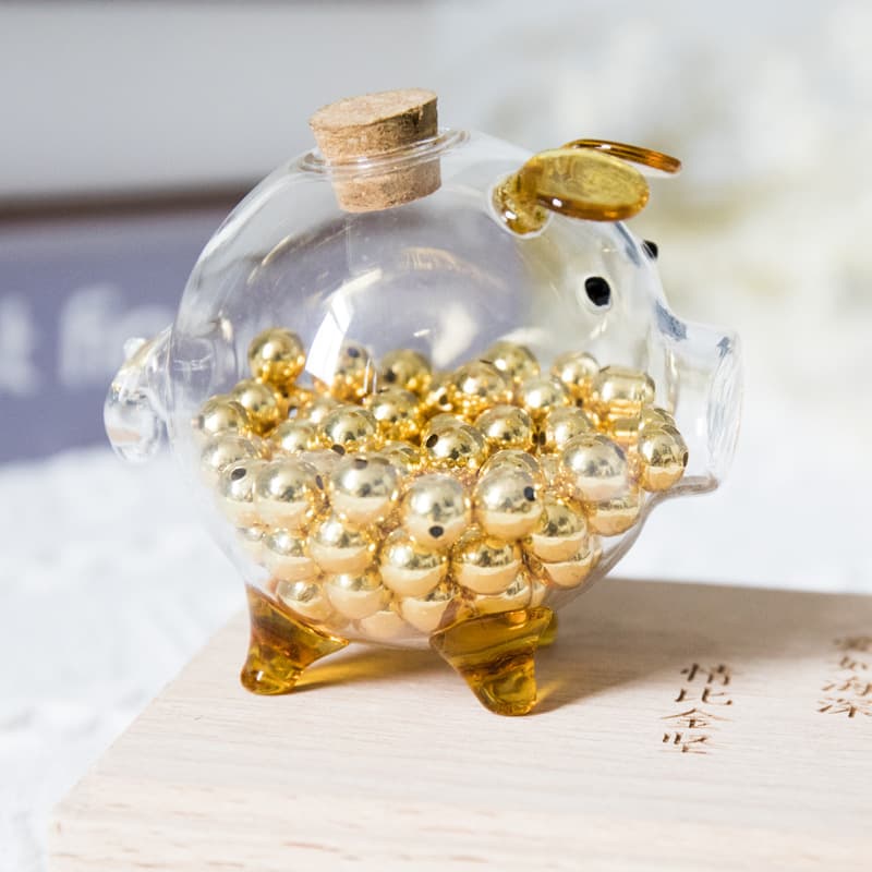 Transparent Piggy Bank Glass Jar for Collecting Gold Beans, Wish Bottle, Gold Bean Storage Container, Lucky Bag