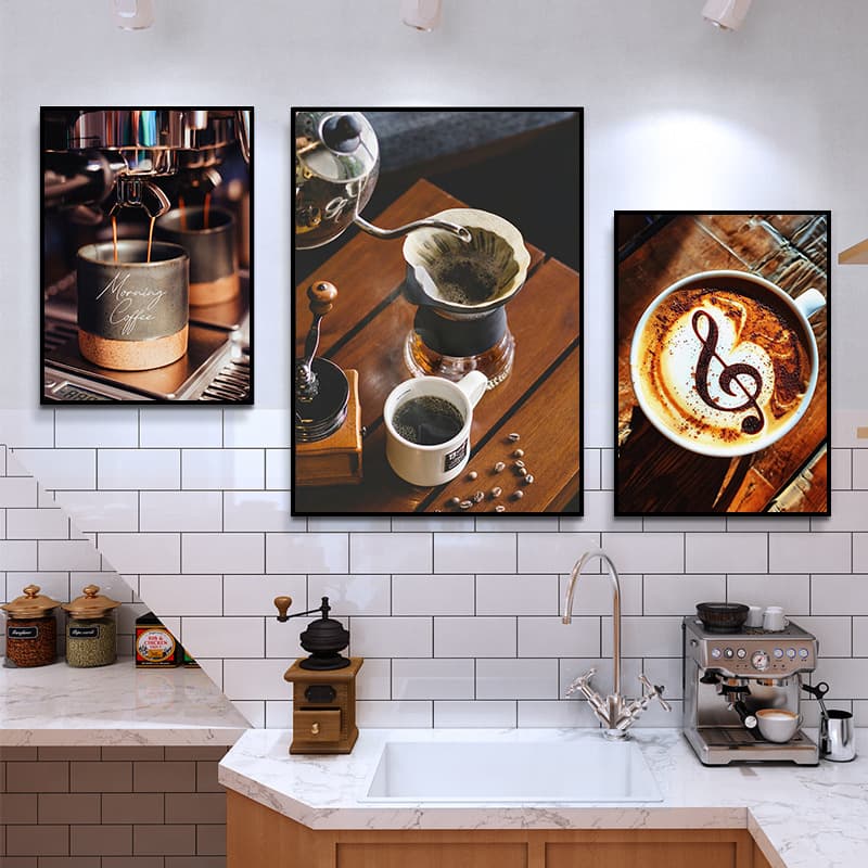 Poster Milk Tea Culture Coffee Display Art Elements Hanging Decor, Shop Coffee, Coffee Bean Theme Hall Creative Mural