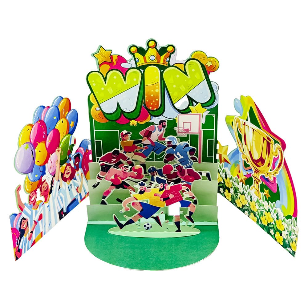 Cross-border temu shein label delivery, football birthday party theme 3D greeting card Mother's Day