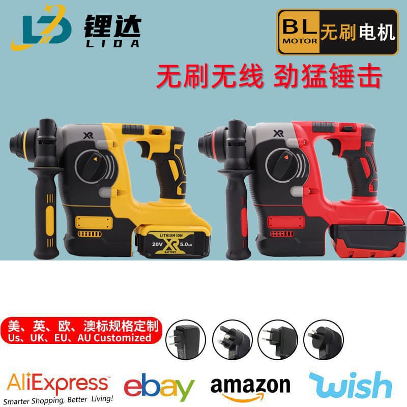 Electric Hammer Drill 1000W Powerful Motor 2100RPM High Speed for Drilling Concrete Masonry Stone 360° Rotation
