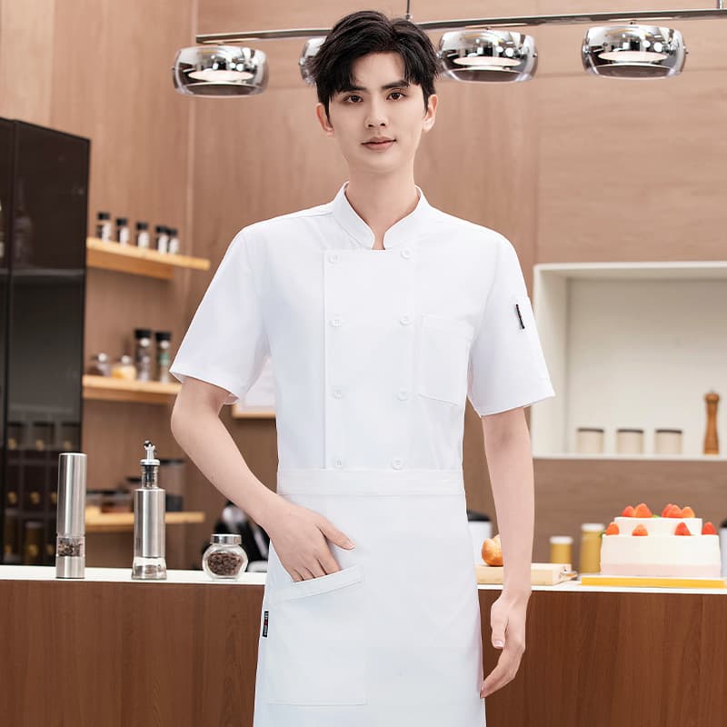 Solid Thin Chef Coat Short Sleeve Breathable Hotel Restaurant Kitchen Workwear Men Summer Baking Women Clothing