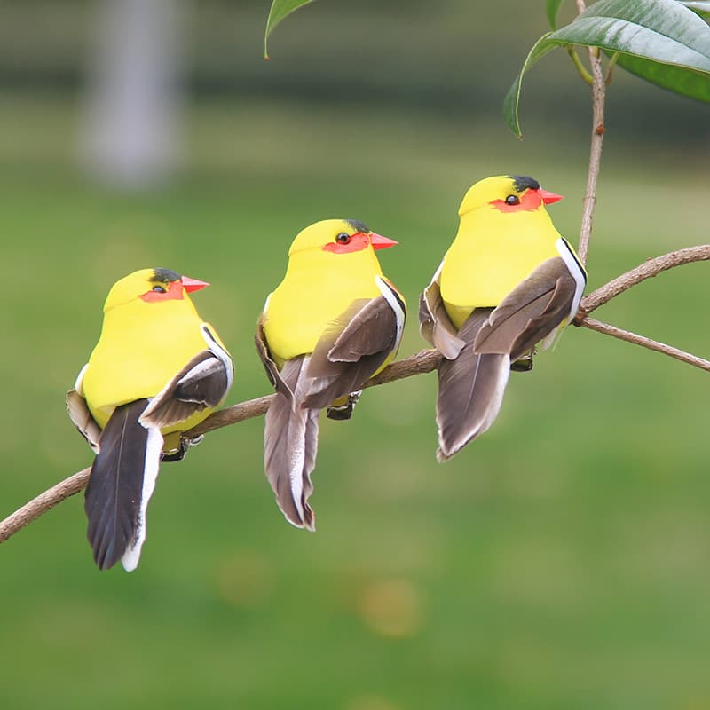 Simulated Feather Bird Oriole Colorful Foam Bird Green Plant Binding Simulation Gardening Rural Garden Decoration Craft