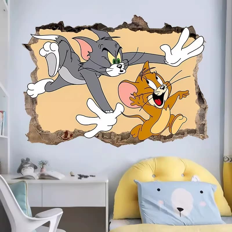 Amazon temu Tom and Jerry slapstick stickers electric car stickers bedroom wall ugly self-adhesive waterproof stickers