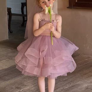Girls Dress Summer Baby Girl Birthday Banquet Princess Dress High-End Sense Dress Little Girl High-End Tulle Skirt