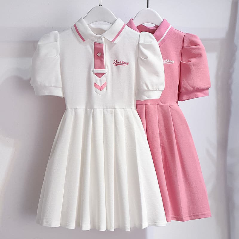 New Style Short Sleeve Dress for Girls, Chic and Sweet Pleated Skirt, Princess Dress Children's Clothing