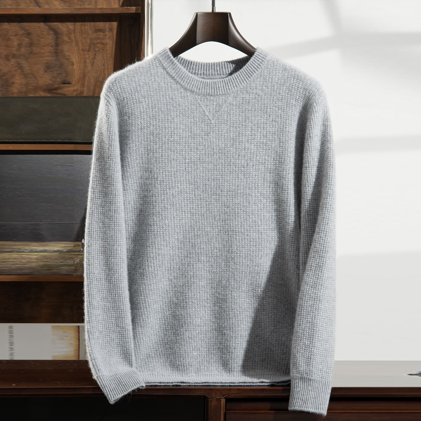 2025 Autumn and Winter New Cashmere Knit Base Layer Men's Long Sleeve Warm Loose Sweater Crew Neck Thick Style Business