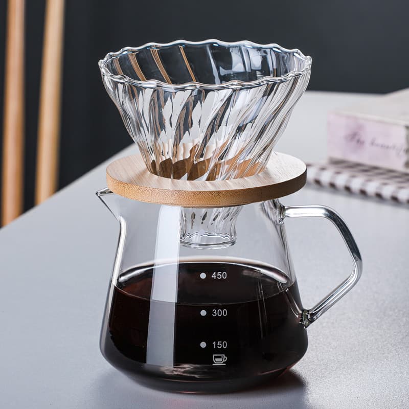 Wholesale Glass Pour-Over Coffee Pot with Filter and Sharing Carafe, Custom Logo Available for Home Use