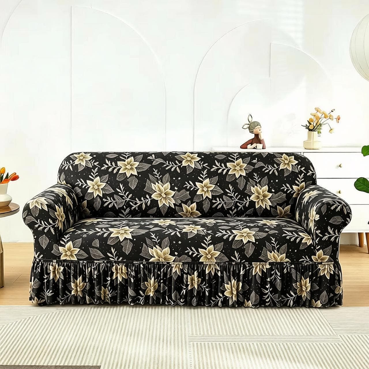 Cross-border printed elastic all-inclusive skirt sofa cover Amazon anti-cat scratch light luxury high-end anti-slip sofa cover