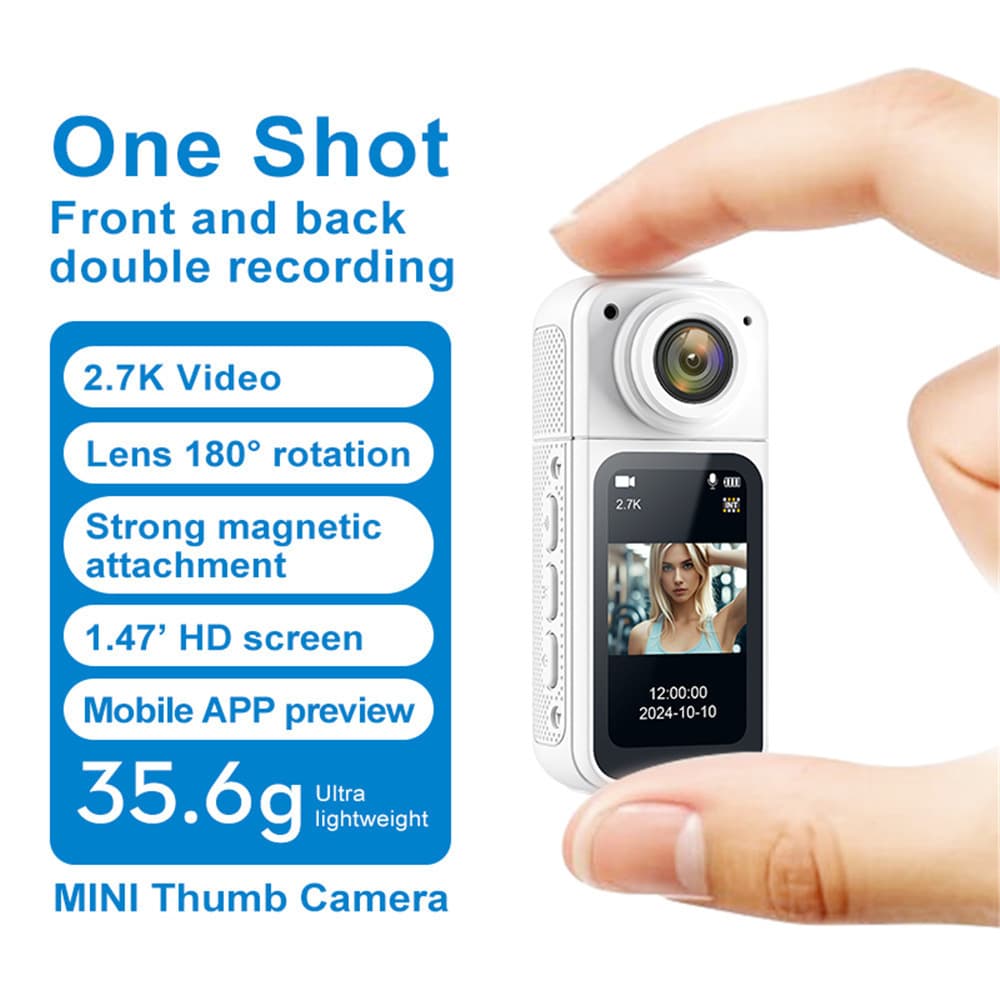 (New) HD Thumb Camera, HD Quality 180° Rotating Camera, Magnetic Action Camera