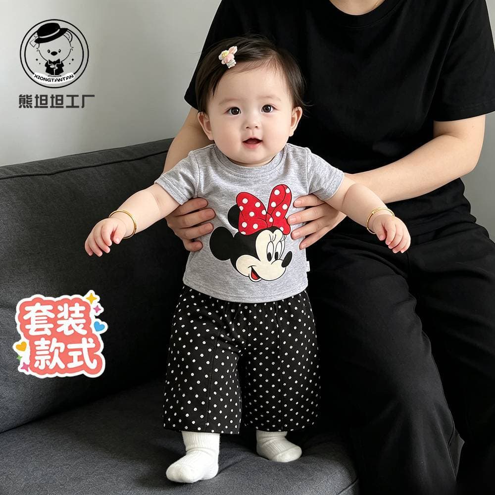 Girls Short Sleeve Set, Outdoor Kids Separate Summer Outfit, Baby Top and Pants, Thin Summer Clothes for Baby Girls