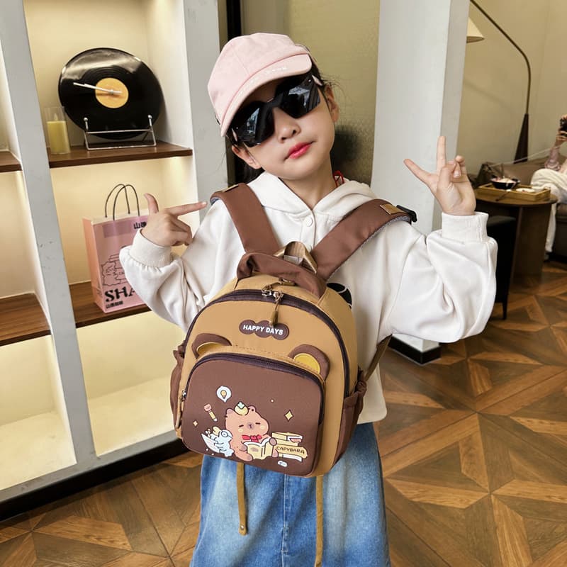 Kids Backpack Cute Girls Stylish Double Shoulder Bag Cartoon Print Elementary School First Grade Kindergarten Small Backpack
