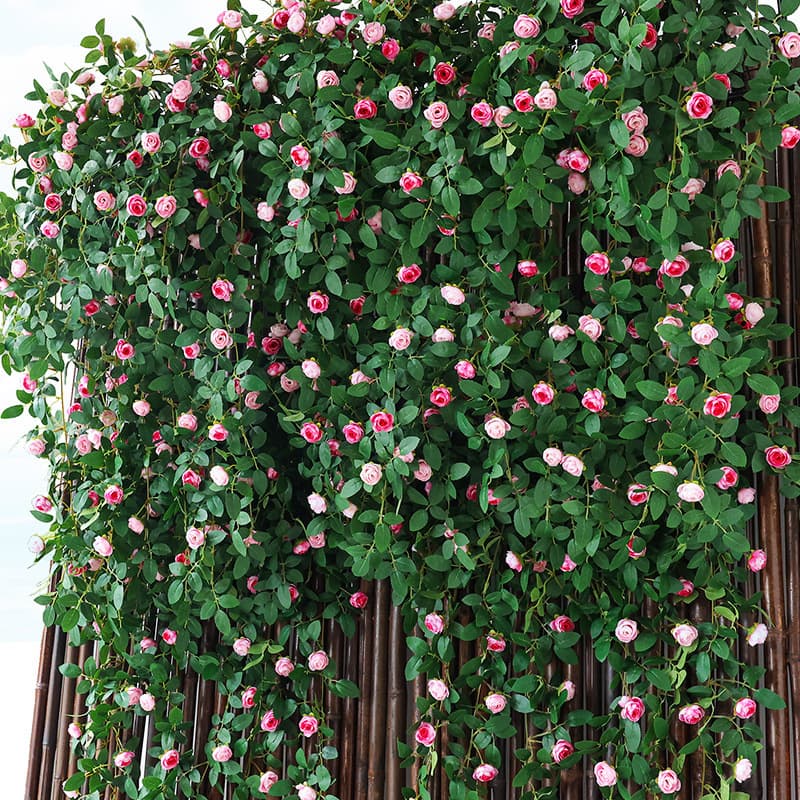 Artificial Rose Vine Fake Flower Rattan Plastic Flower for Ceiling Air Conditioning Pipe Balcony Decoration