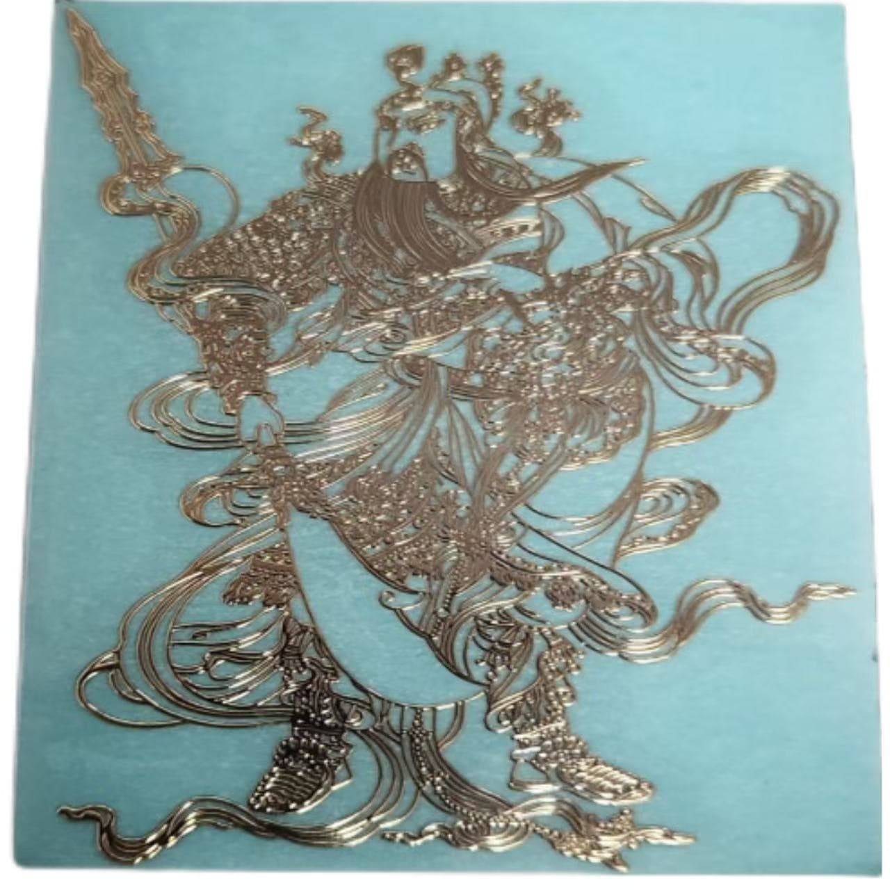 Factory Guan Gong Buddha Plaques, Guanyin, and Wealth God Protective Metal Stickers with Nickel Labels and Adhesive Backing