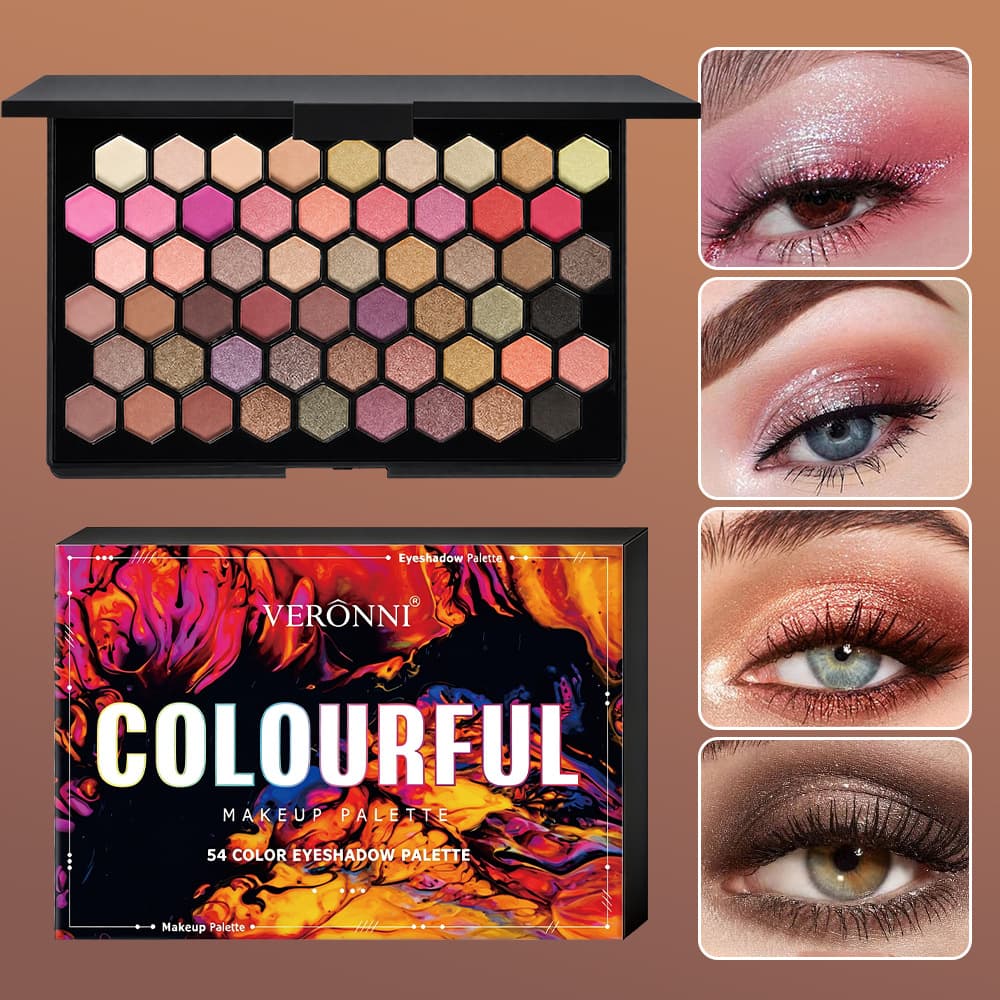 VERONNI 54-color eyeshadow palette earth-color cross-border European and American makeup eyeshadow matte pearlescent stage makeup sparkling
