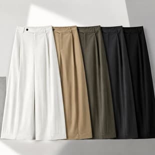 Korean-Style High-Waist Wide-Leg Pants for Women Summer Thin Khaki Loose Slimming Petite Casual Pants Single-Button Ankle-Length Pants
