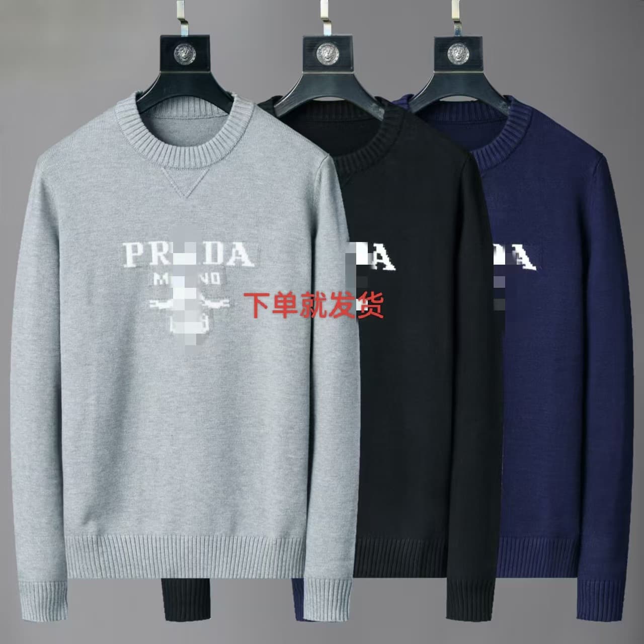 New PRA Full-Print DA Hook-and-Loop Pula Sweater Top Unisex Long-Sleeve Round Neck Jacket Clothing