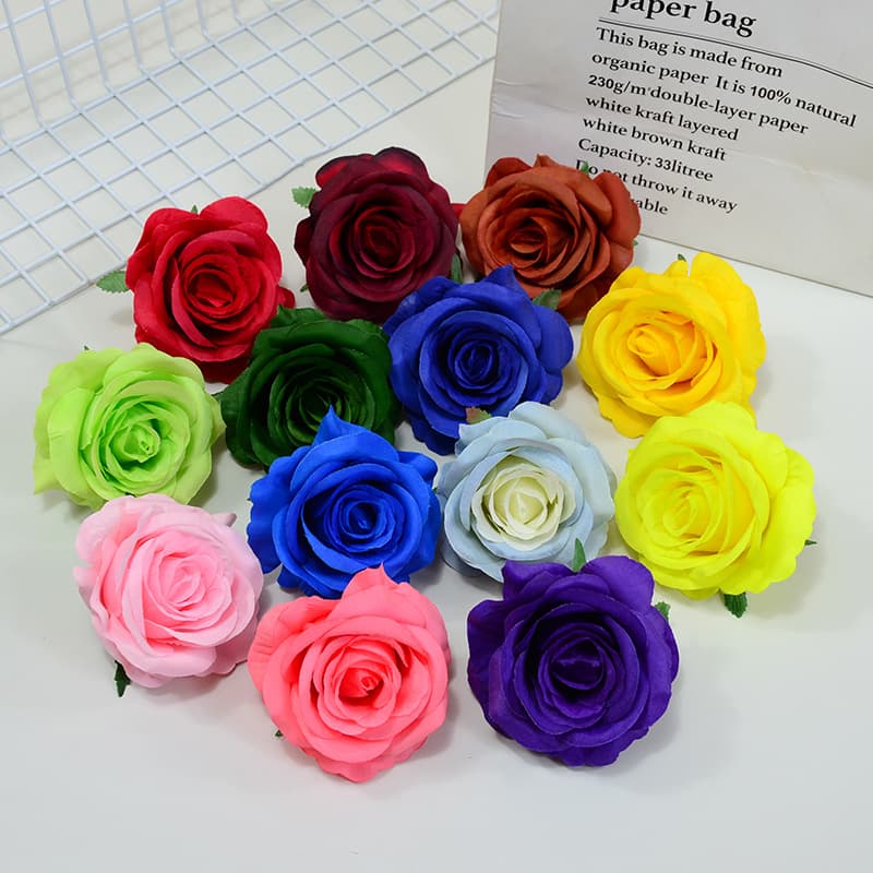 Artificial Rose Flower Head for Wedding Rose Wall Decoration Fake Silk Roses