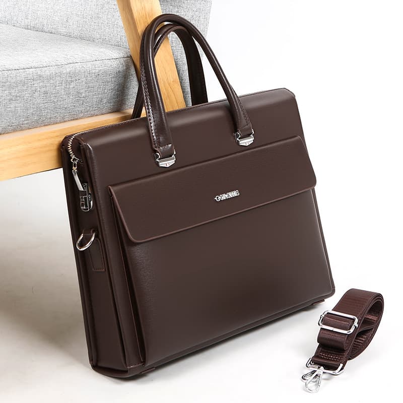 Best-Selling Briefcase Large Capacity Combination Lock Anti-Theft Handbag Business Leather Multi-Layer Document Bag Men's Business Bag