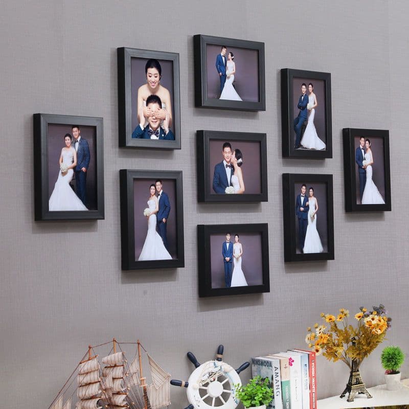 Modern Living Room Photo Wall Decoration No-drill Frame Wall Nine-grid Bedroom Photo Combination Hanging Cross-border E-commerce