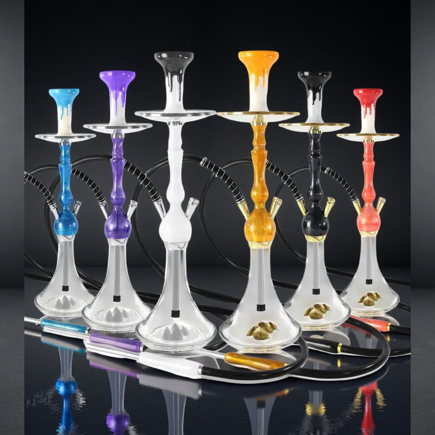 Cross-border Source Arabic Hookah Medium Classic Style Marble Texture Resin Gourd Shape Medium Hookah