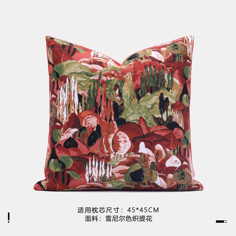 American retro style pillow cushion cover French red forest light luxury living room sofa bedroom pillow home cushion