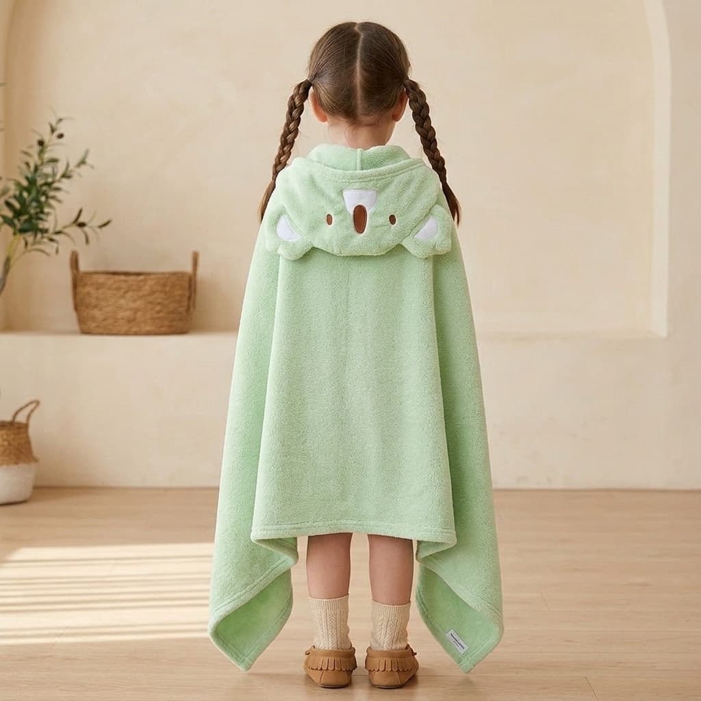 Coral Fleece Bath Towel Kids Bathrobe Baby Hooded Cape Wearable Wrap Absorbent Summer Swimming Towel Infant