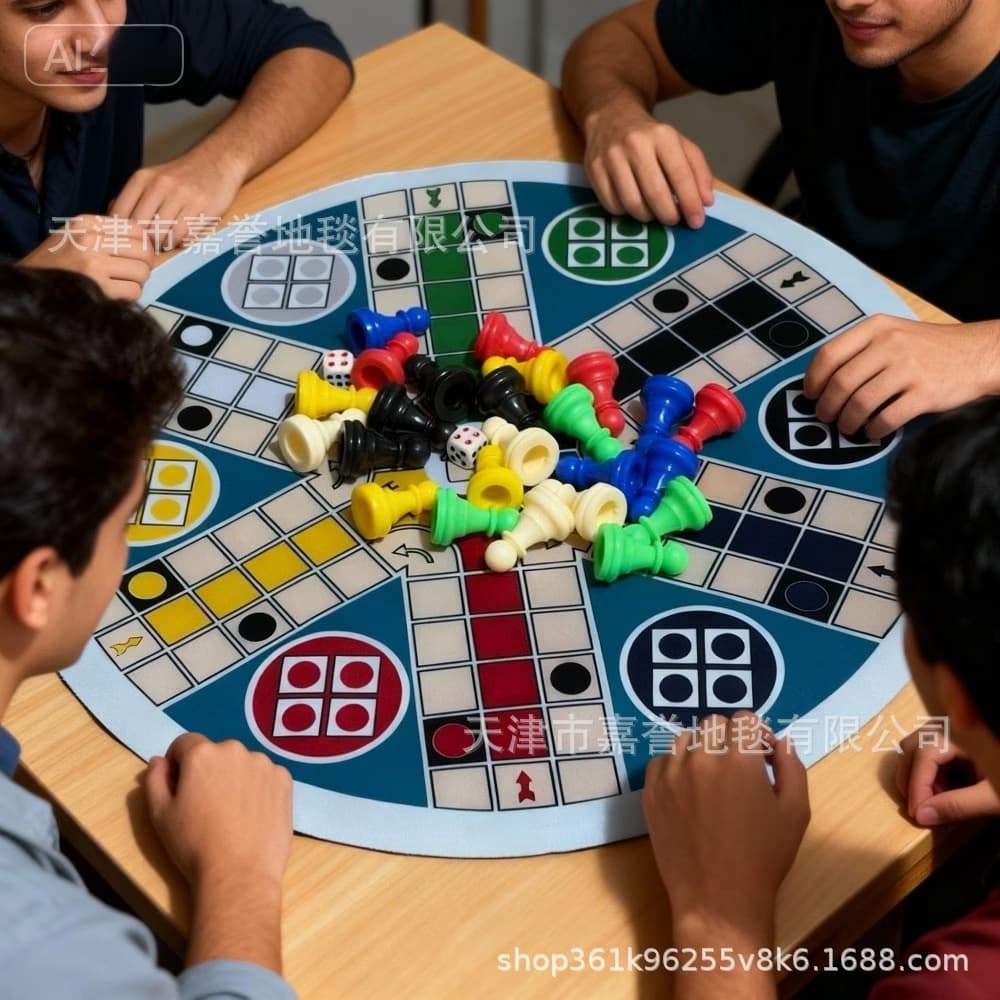 Cross-Border Round 6-Player Flying Chess Play Mat for Multi-Person Family Gatherings, Team Building, Fun Board Game, Leisure and Educational Game