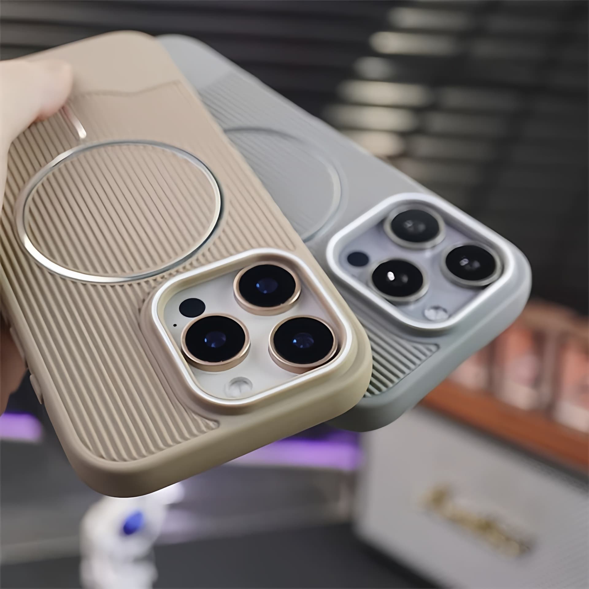 Cross-border compatible iPhone 18 corrugated skin-feel matte fine-ring magnetic phone case, Apple 17 premium protective cover