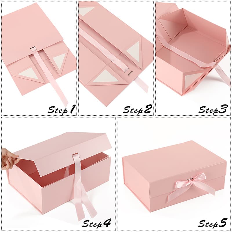 Cross-border one-piece foldable box with handle packaging box, home sleepwear apparel flip-top solid color gift box wholesale