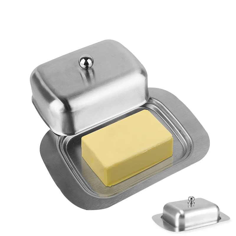 Cross-border Stainless Steel Butter Box Butter Dish Cheese Box Western Food Butter Container European-style Bread Box Pastry Plate