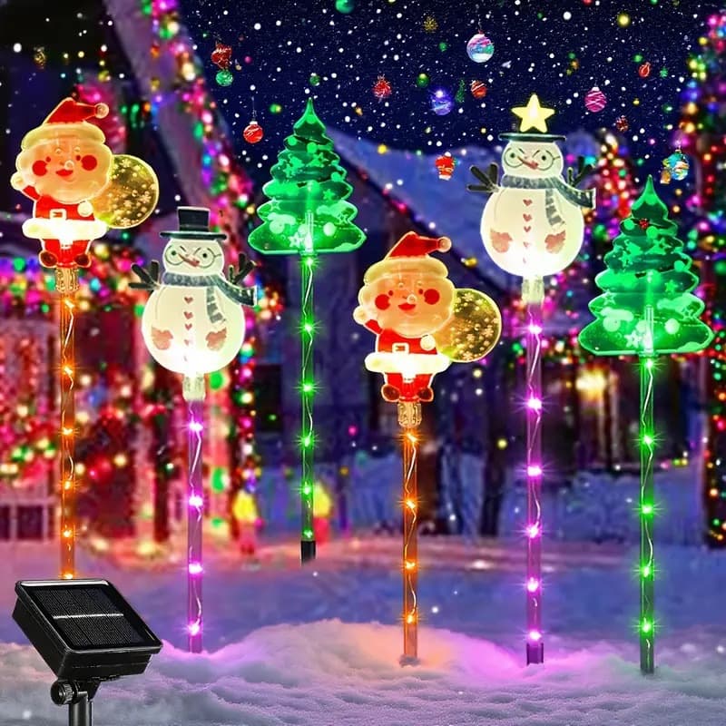 Cross-border LED solar-powered ground stake string lights for Christmas decoration, acrylic yard decorative ambiance lights, lawn lights
