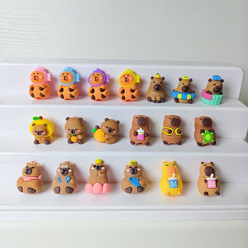 Factory Direct Creative Cute Capybara Soft Rubber Pencil Tip Capybara PVC Soft Rubber Head Silicone Cartoon Pencil Cap