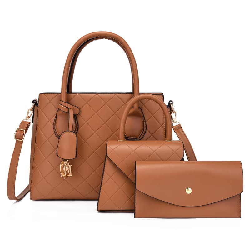 2025 Summer New Women's Bag Diamond Quilted Fashion 3-Piece Set Mother-Daughter Bag Handbag Shoulder Bag Solid Color Crossbody Bag