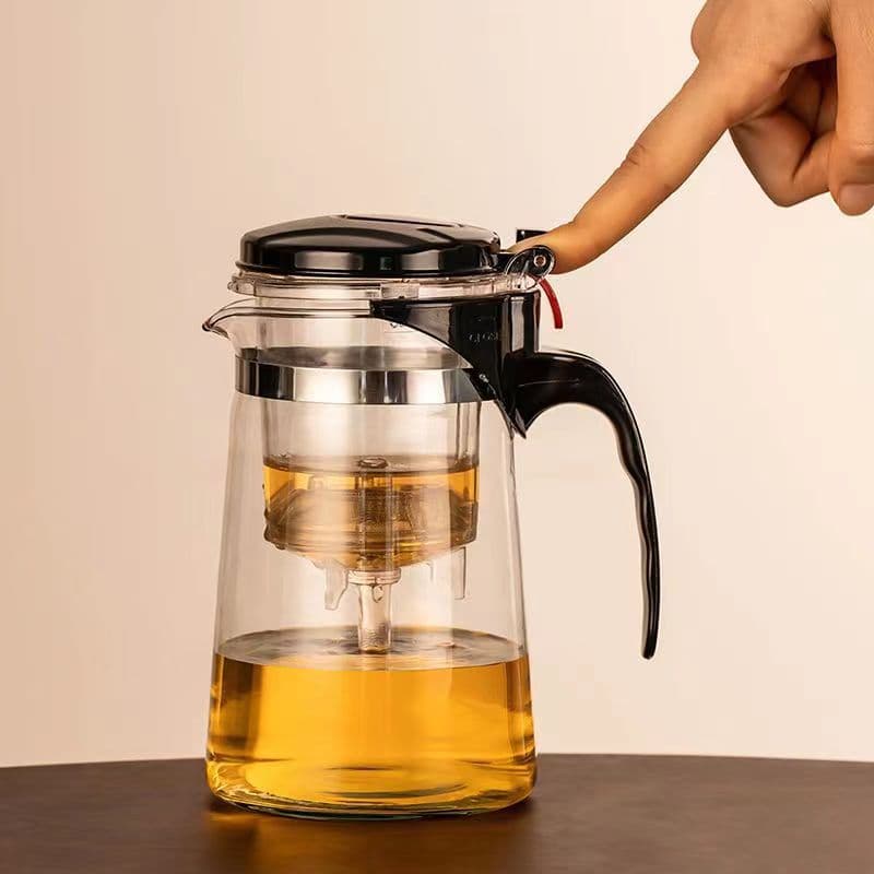Floating cup teapot, one-click filtering, tea brewing cup, tea-water separation, tea set, glass teapot, gift logo printing