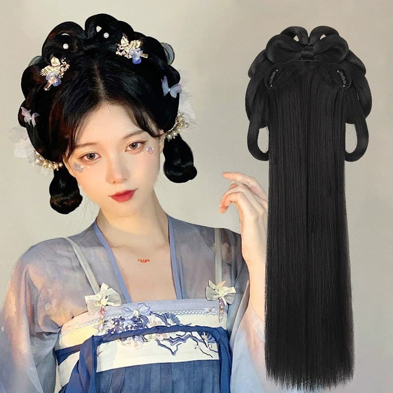 Women's Wig, Ancient Hanfu Wig, Integrated Hairband, Full Head Cover, Hair Accessory, Hairstyle, Hair Bun, Hair Pad, Wig