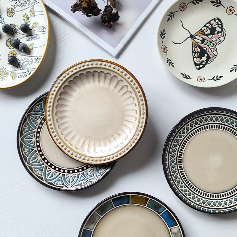Ceramic plate, cold dish plate, dessert plate, dessert plate, tea tray, cake plate, 6-inch spit bone plate with slight flaws