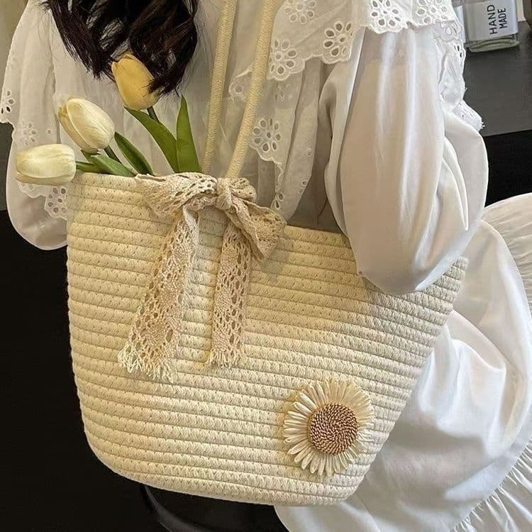 Hand large capacity versatile straw woven new style bag single shoulder beach handbag woven women's bag