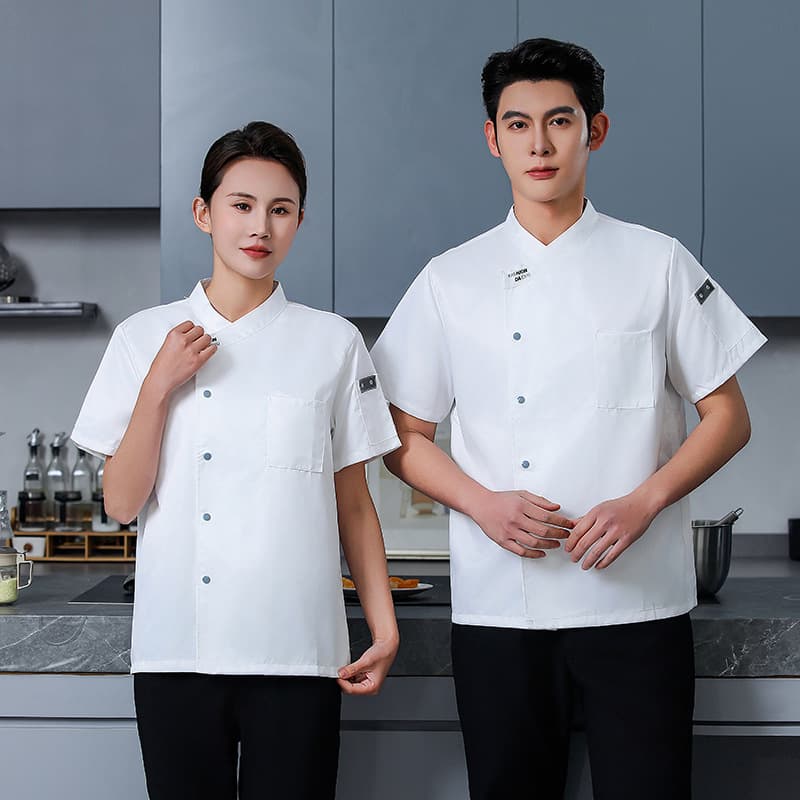 Chef Ice Silk Workwear for Men Short Sleeve Kitchen Chef Uniform Summer Thin Long Sleeve for Women in Cafeteria