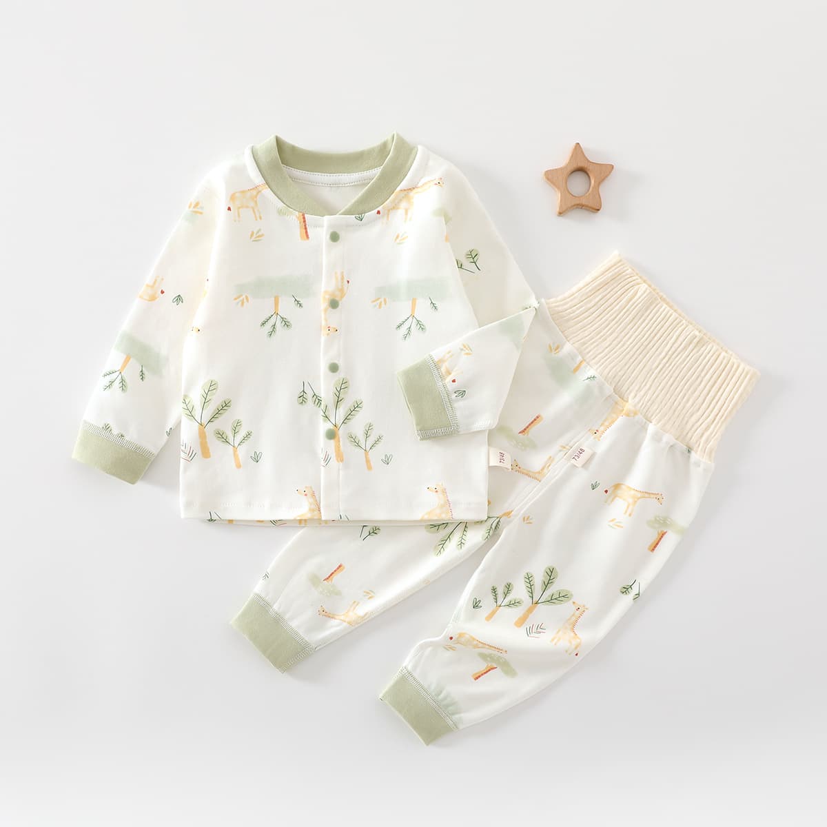 Baby Long Johns Set for Boys and Girls, High-Waist Belly Protection, Pure Cotton, Pajamas, Separate Top and Bottom Undershirt Set