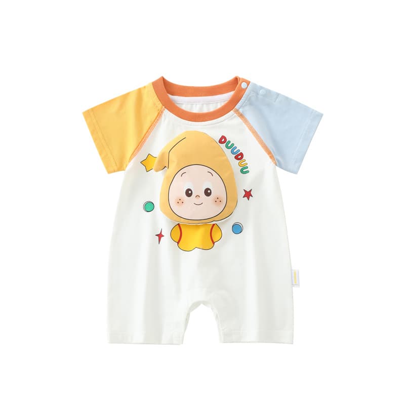 DUUDUU Xinjiang Cotton Color-Block 2026 Baby Short-Sleeve Romper Thin Onesie for Newborns Summer Clothing