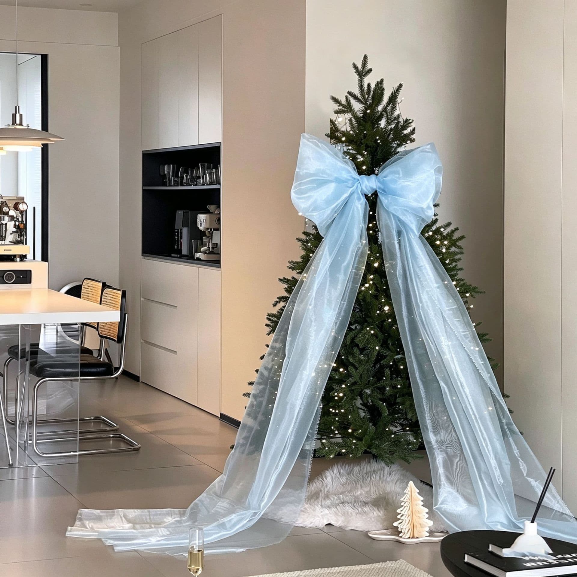 Cross-border Extra-Large Pearl Organza Bow Decoration for Christmas Tree Party Atmosphere Background Arch Garland Streamer